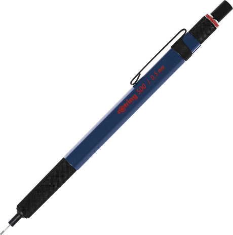 Rotring 500 vulpotlood | 0,5 mm hb-stift | blauwe zeshoekige kunststof behuizing en antislip getex