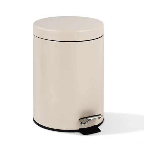 Hush. living hush living - prullenbak metaal - 5l- soft close deksel - pedaalemmer - uitneembare binnenemmer - compact - badkamer toilet - beige