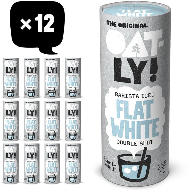Hafer! Haferflocken Barista Iced Flat White – 12x235ml – pflanzlicher Eiskaffee – Kaffee – Vorteilspack