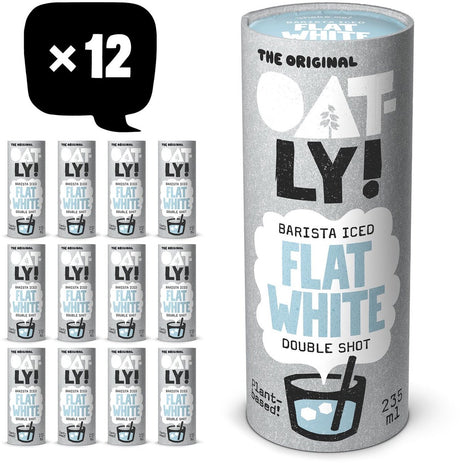 Hafer! Haferflocken Barista Iced Flat White – 12x235ml – pflanzlicher Eiskaffee – Kaffee – Vorteilspack