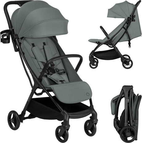 Lionelo Agia Buggy – leichte 7,3 kg – kompakt faltbar – Liegeposition und großer Sitz – Räder mit Federung – Getränkehalter – Kinderwagen ab 6 Monaten bis 22 kg – Faltbuggy – Reisebuggy – Kinderwagen – Kinderbuggy