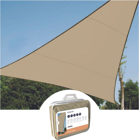 Perel schaduwdoek, waterdoorlatend, luchtdoorlatend, 3.6 x 3.6 x 3.6 m, 180 g m², hdpe, driehoek, champagne