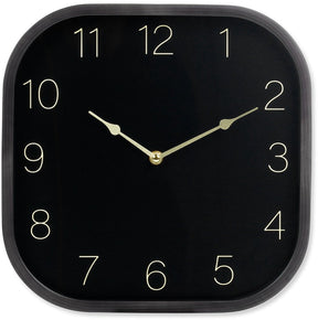 Merkloos sans marque wandklok zwart met goud - 30 x 30 cm