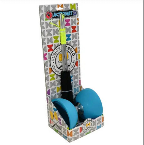Acrobat diabolo licht blauw met aluminium stokken - 105 mm doorsnede