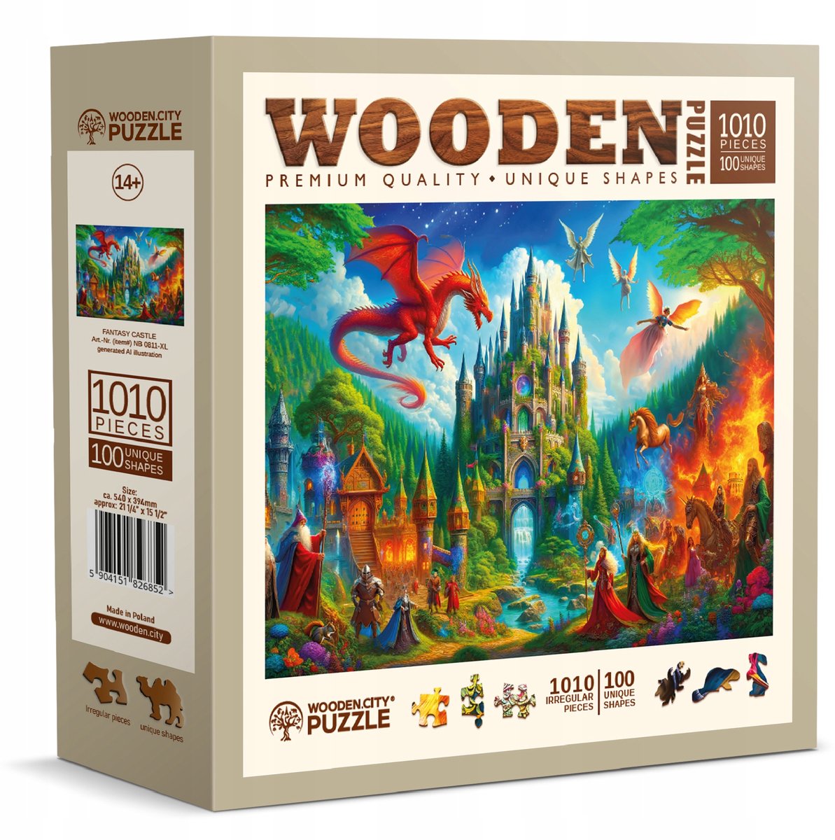 Holzstadt-Holzpuzzle 1000 Teile - Fantasieschloss mit Figur
