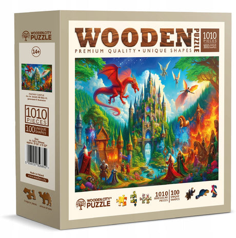 Holzstadt-Holzpuzzle 1000 Teile - Fantasieschloss mit Figur