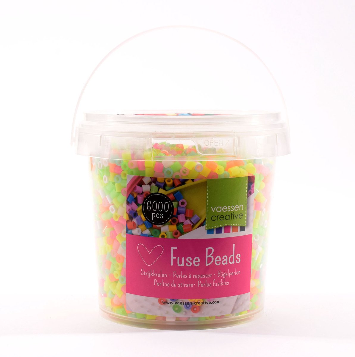 Vaessen creative strijkkralen set glow in the dark - 10 neon glow kleuren - 6000 stuks