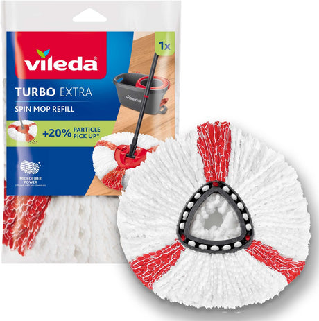 Vileda Turbo Extra Ersatz – 1 pro Packung – geeignet für alle Zentrifugensysteme mit – +20 % zusätzlicher Reinigungskraft – für alle Böden