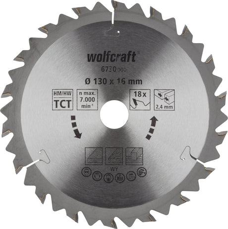 Wolfcraft - Kreissägeblatt 130 x 16 mm - 18 Zähne - 6730000