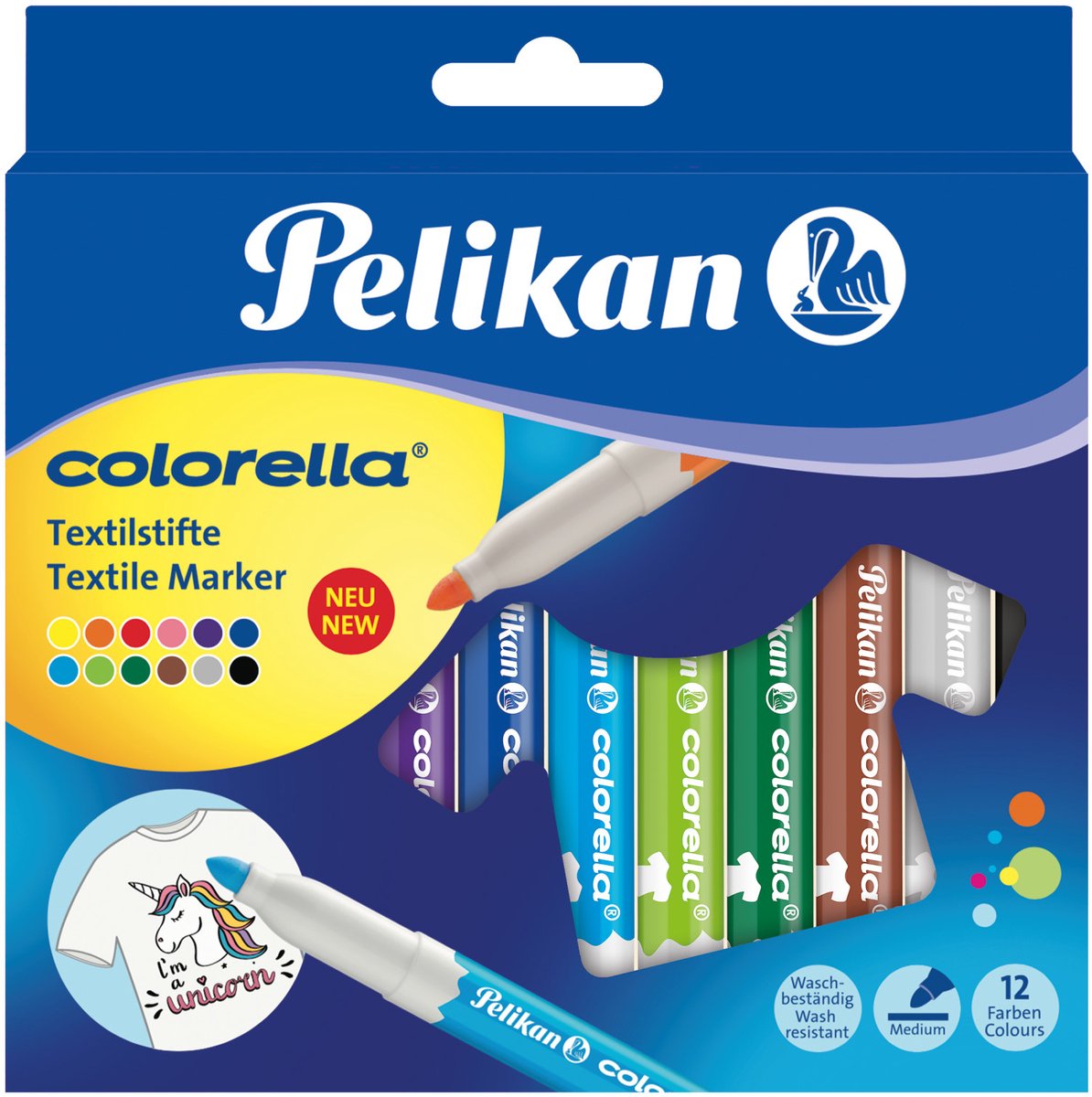 Herlitz Pelikan – Textilmarker – 12 Farben – einfache Anwendung