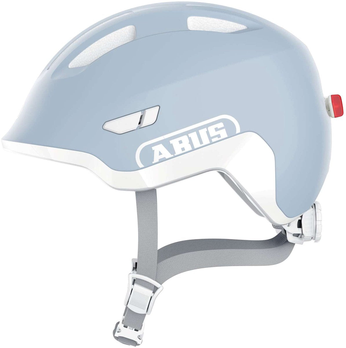 Abus Kinderhelm Smiley 3.0 Ace LED – Fahrradhelm mit Licht – tiefe Passform, Platz für einen Zopf – für Mädchen und Jungen – Pure Aqua, Größe M