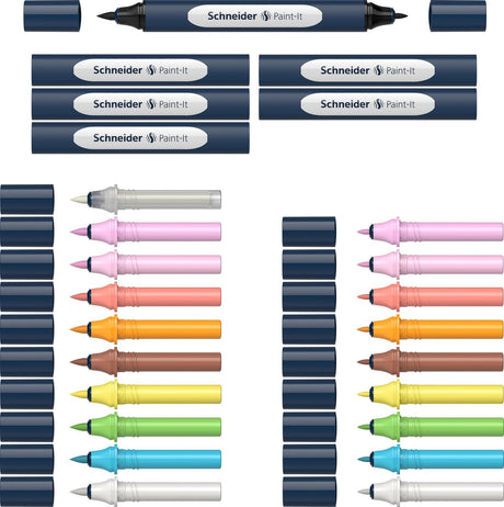 Schneider Schreibgeräte Schneider Marker – Twin Marker Set – Paint-it 040 – 10 Farben + 6 Halter – s-ml04010903