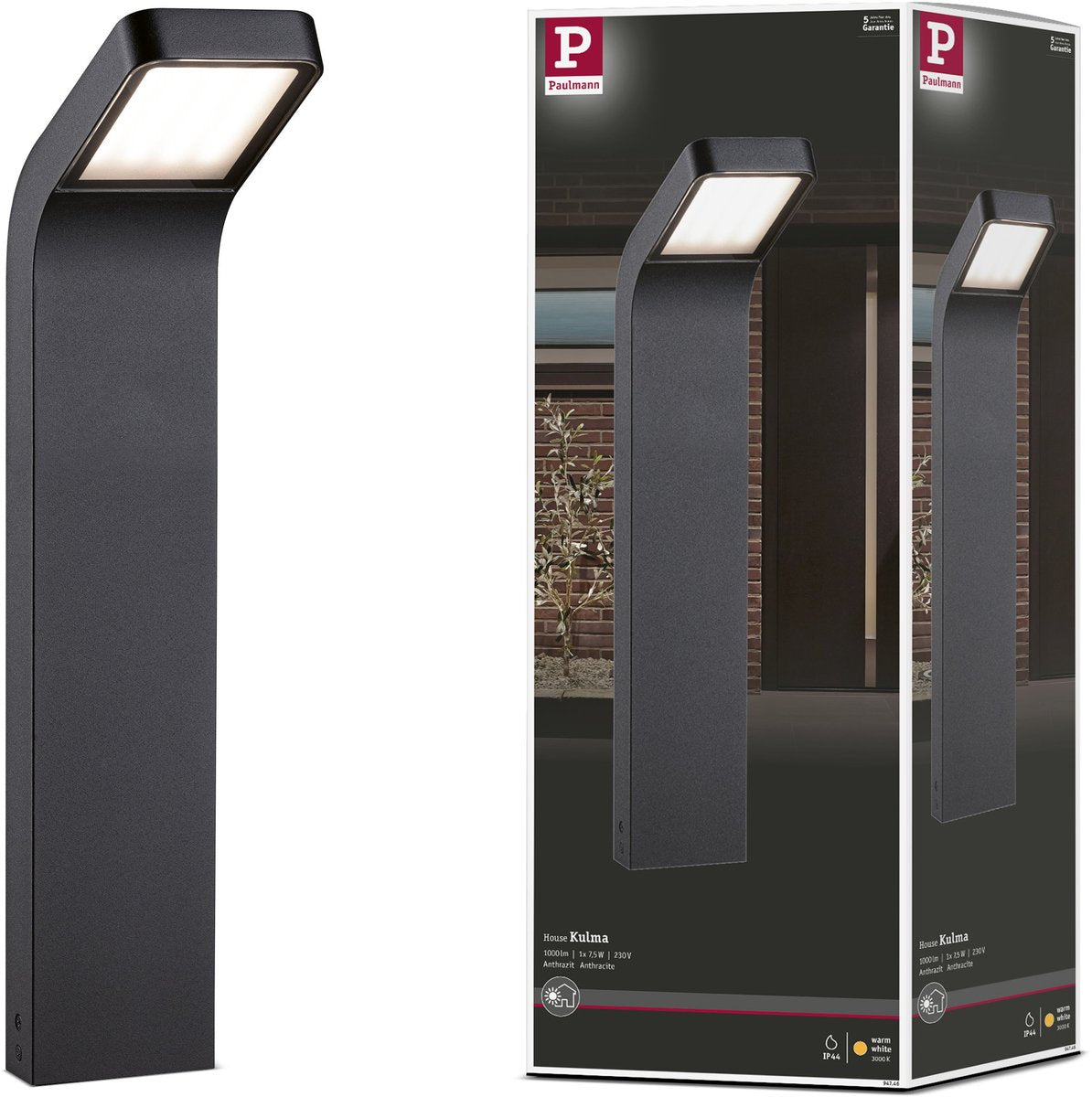 Paulmann LED-Pollerleuchte Kulma seewasserbeständig IP44 500 mm 3000K 7,5W 520lm 230V Anthrazit-Aluminium