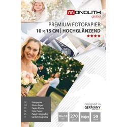 Fotopapier Monolith 10 x 15 cm 270 g m² glänzend weiß 50 Blatt