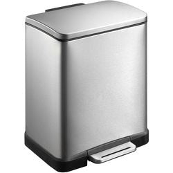 Eko - e-cube Recycling Treteimer 10+9 Liter - Edelstahl Kunststoff - Edelstahl matt - Abfalleimer