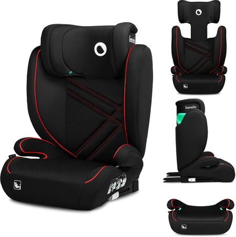 Lionelo Hugo i-Size – Autositz – 100–150 cm – Isofix-Gurt – verstellbare Kopfstütze – erweiterter Seitenschutz – Memory-Schaum – waschbare Polsterung – wächst mit Ihnen – bequemer Sitz – i-Size-Standard R129