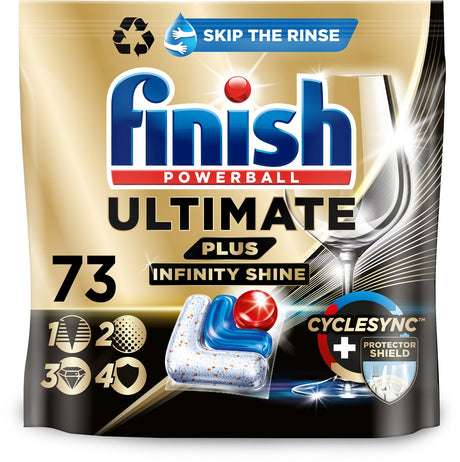 Finish Ultimate Plus Infinity Shine Spülmaschinentabs – 73 Kapseln – vierteljährliche Box