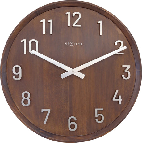 Nextime precious – grote wandklok – 50 cm – hout – walnoot – stil