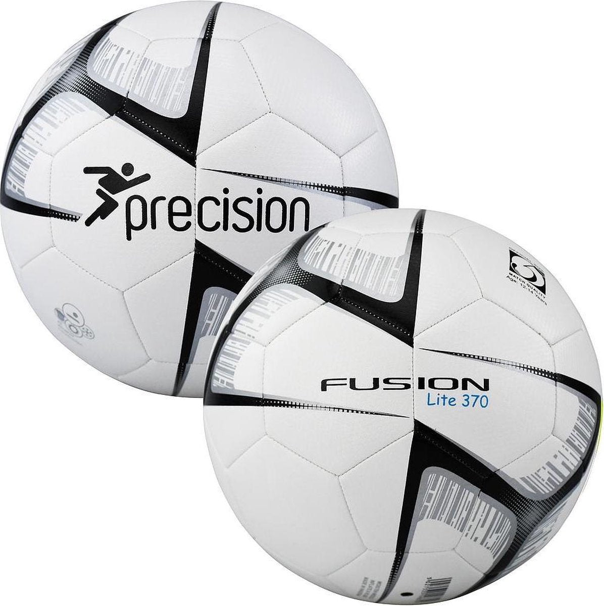 Precision voetbal fusion lite pu 370 gram wit zwart maat 5
