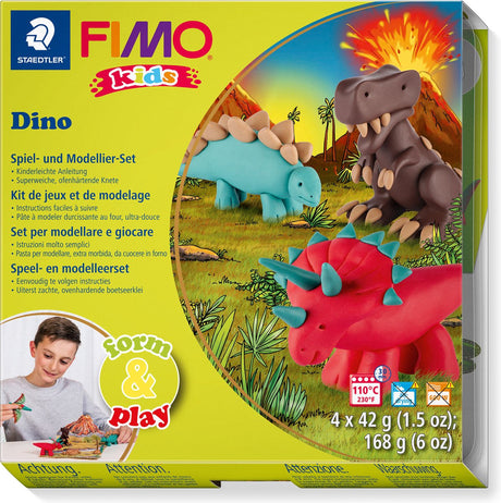Fimo Kids 8034 – ofenhärtende Modelliermasse – Formenspielset – Dino