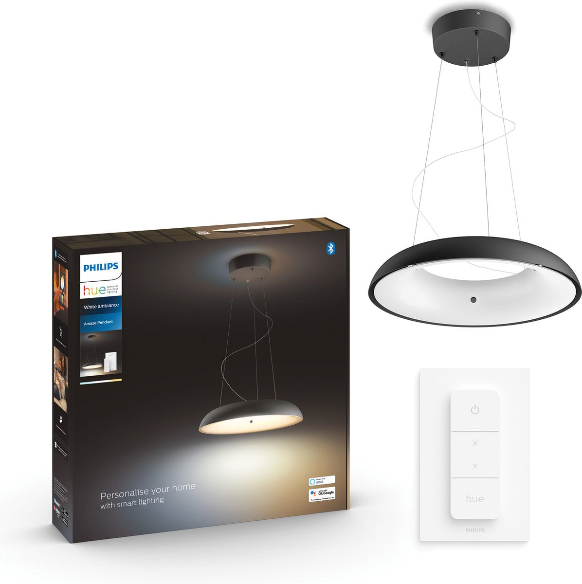 Philips hue amaze hanglamp - warm tot koelwit licht - zwart - 1 dimmer switch