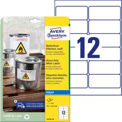 Wasserfeste Folienetiketten Avery J4776-10 Polyester weiß