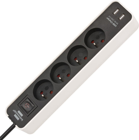Brennerstuhl ecolor Steckdosenleiste mit USB 4-fach 1,5m h05vv-f3g1,5 weiß schwarz