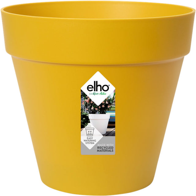 Elho Loft Urban Round 20 – Blumentopf für den Außenbereich – ø 19,3 x H 17,5 cm – Ocker