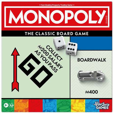 Monopoly Hasbro Brettspielklassiker – Englisch – Familienspiel – Lernspielzeug.