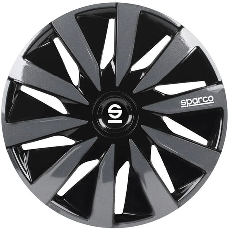 Sparco Lazio Hubcaps 14 Zoll Set 4 schwarzer Grau