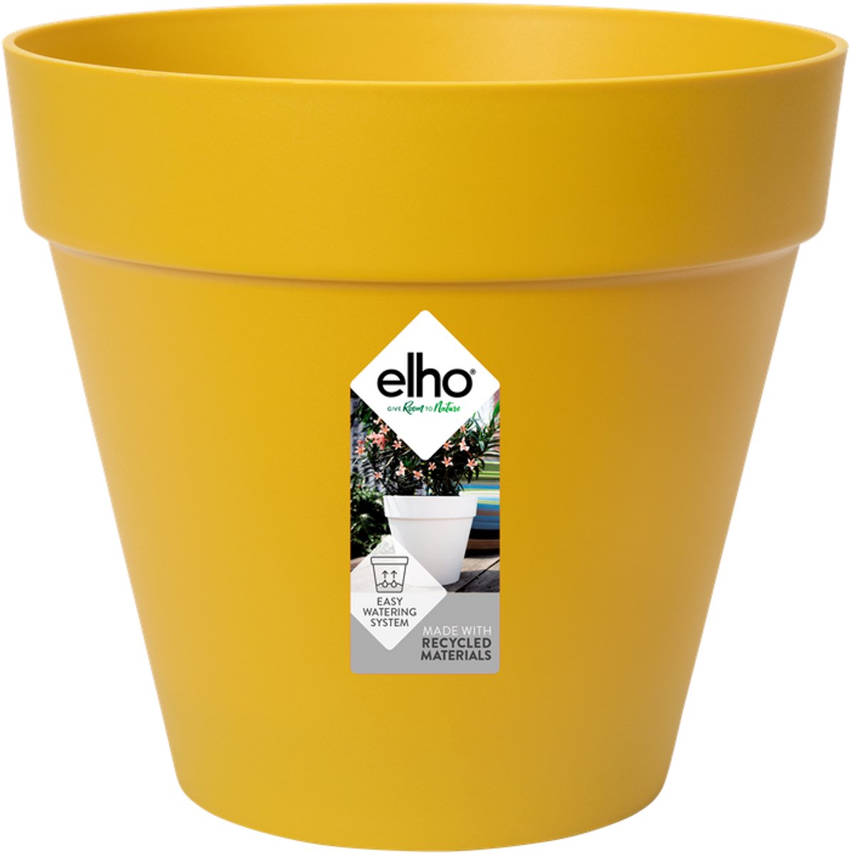 Elho Loft Urban Round 30 – Blumentopf für den Außenbereich – ø 28,5 x H 26,0 cm – Ocker