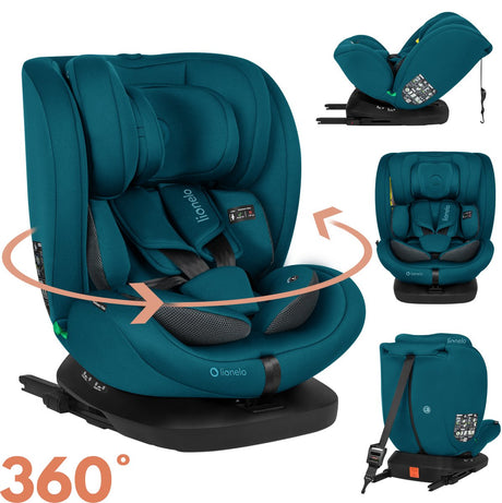 Lionelo Bastiaan i-Size 4in1 Autositz Isofix 360° drehbar – von der Geburt bis 12 Jahre (40–150 cm) – RWF FWF – Top Tether – Memory-Schaum – Seitenschutz – breiter Komfortsitz – i-Size