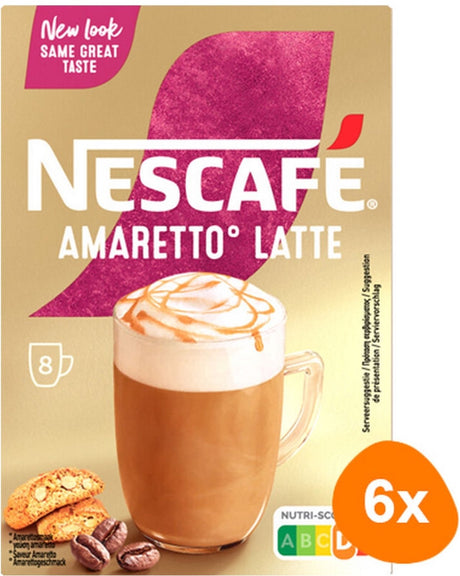 Nescafé Amaretto Latte Instantkaffee – 6 Kartons x 8 Beutel