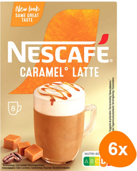 Nescafé Caramel Latte Instantkaffee – 6 Kartons x 8 Beutel