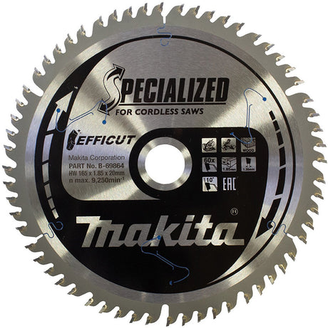 Zubehör für Makita-Kreissägeblätter für Holz | effizient | ø 165 mm Achsloch 20 mm 60 Zähne – B-69864