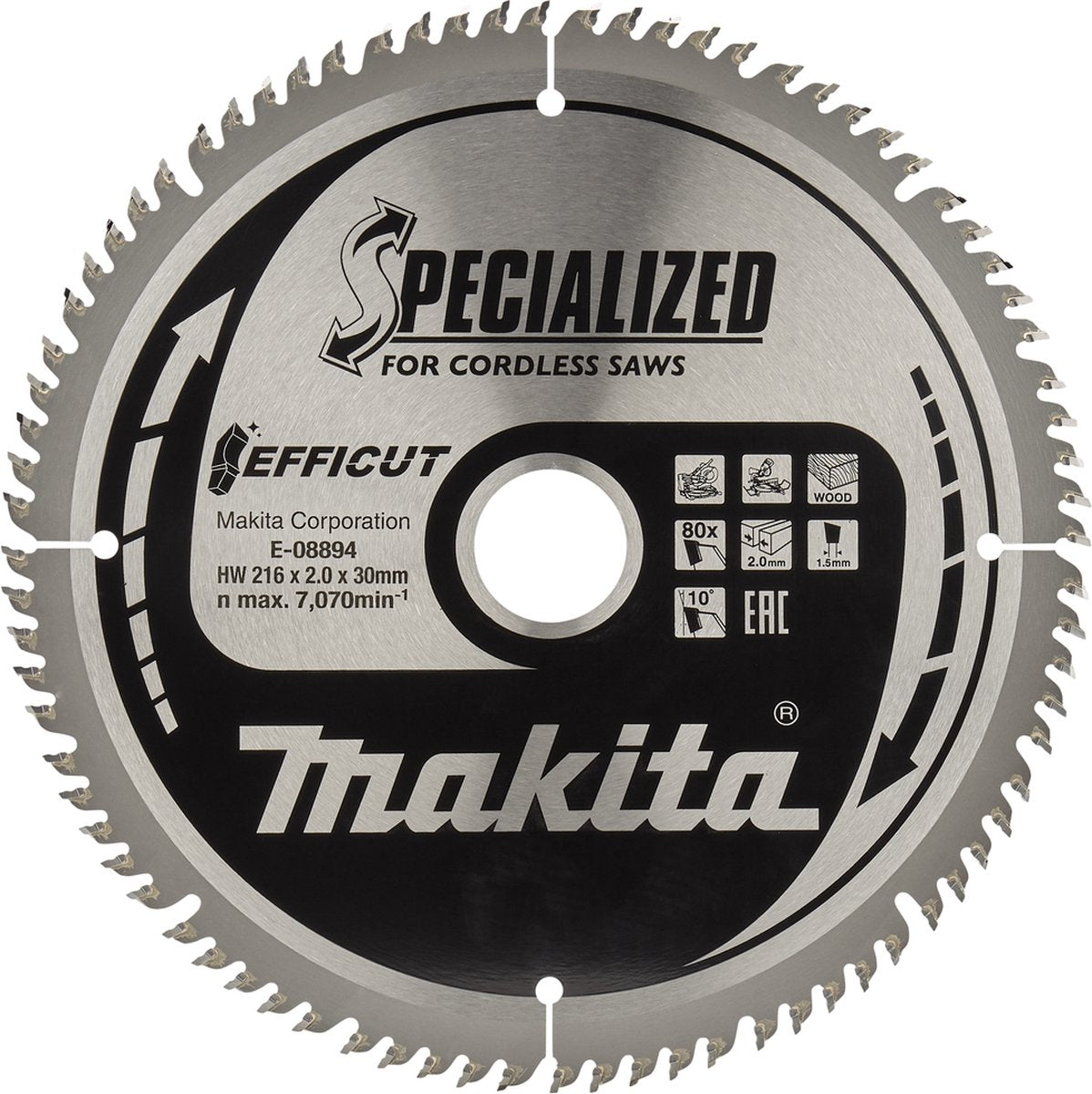 Makita e-08894 Kappsägeblatt Holz | effizient | 216x30mm | 80 Zähne