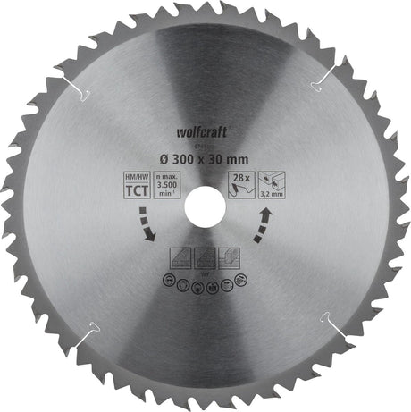 Wolfcraft - Säge-Tischkreissägeblatt 300x30mm - 28 Zähne - Sägeblatt für Tischkreissäge - 6741000