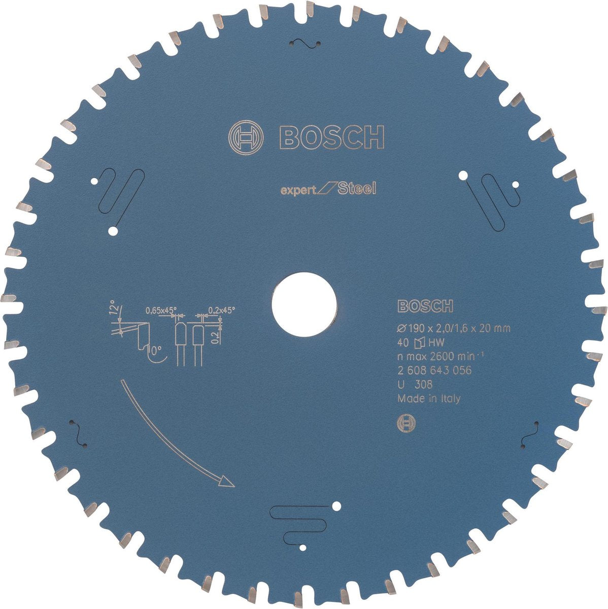Bosch circular saw blade expert for steel 190 x 20 x 2,0 mm, 40
