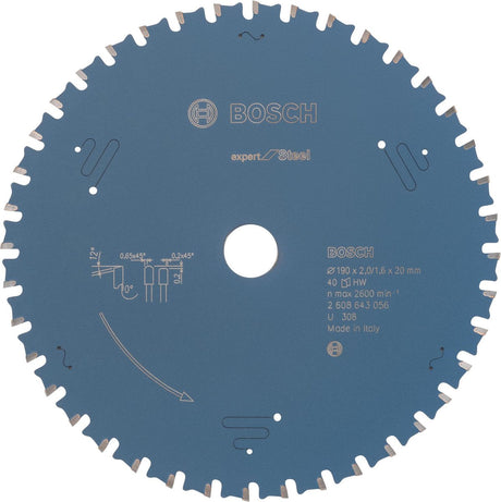 Bosch circular saw blade expert for steel 190 x 20 x 2,0 mm, 40