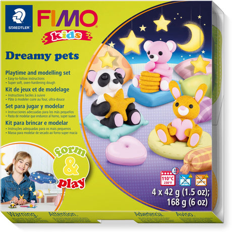 Fimo Kids 8034 – ofenhärtende Modelliermasse – Formenspielset verträumte Haustiere