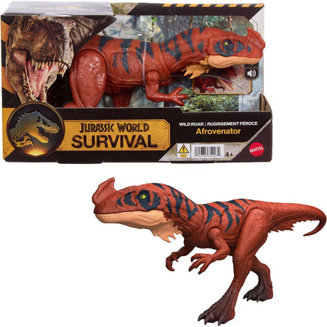 Mattel Jurassic World Wild Roaring Afrovenator Dinosaurier-Actionfigur – mit Lichtern und Geräuschen