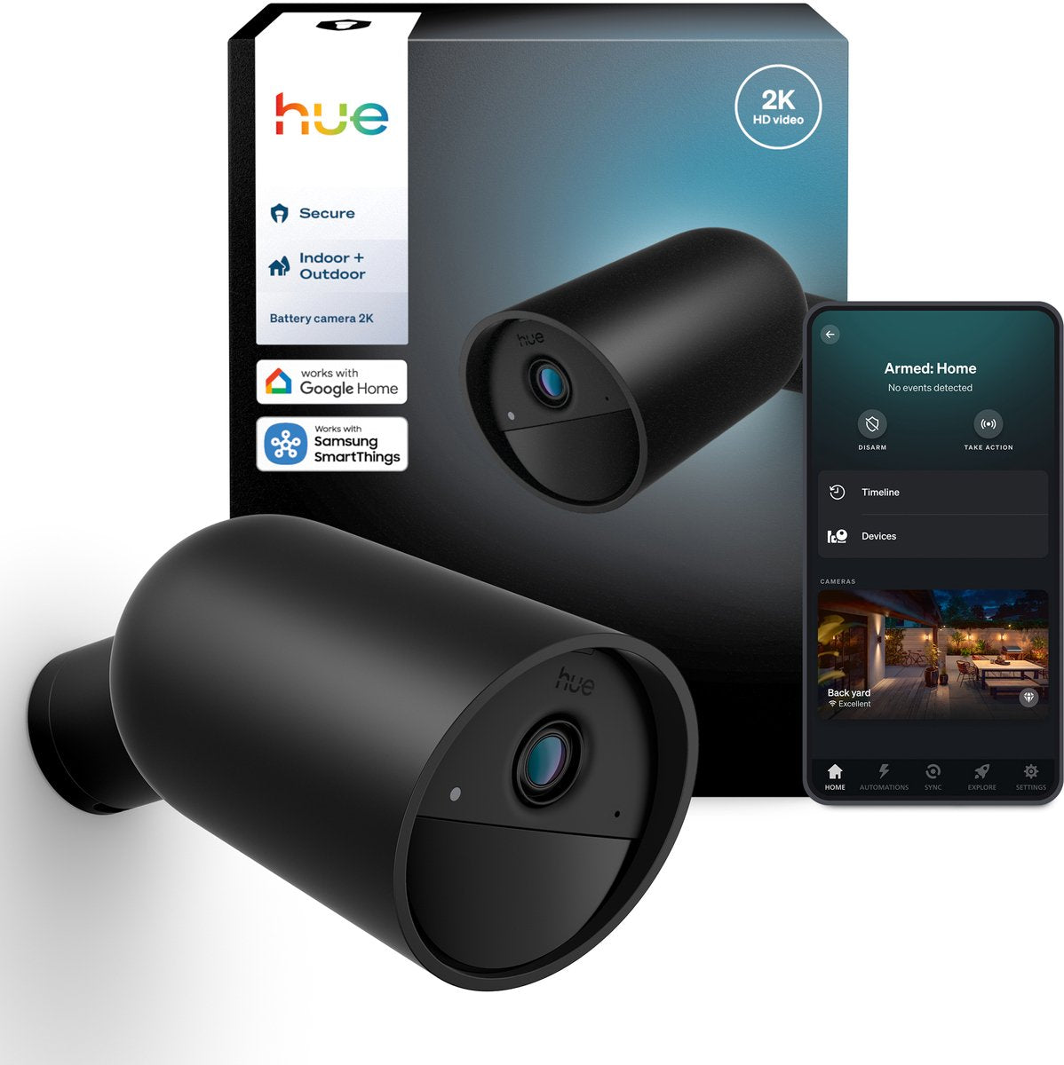 Hue secure beveiligingscamera met batterij - zwart