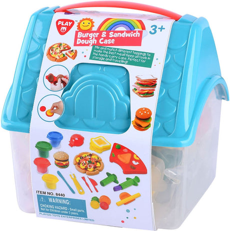 Playgo Hamburger- und Sandwich-Ton-Set in Aufbewahrungsbox – 4 Tontöpfe