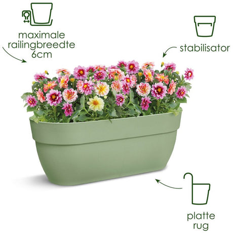 Elho Vibia Campana Easy Hanger L 46 – Balkonbox mit Aufhängehaken – 100 % recycelter Kunststoff – ø 46,0 x H 26,5 cm – Ahornviolett