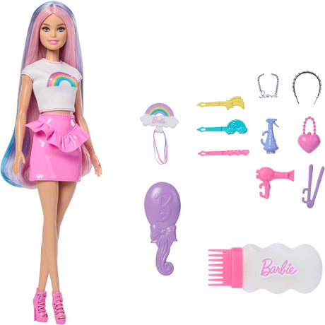 Barbie ist ein fantastisches Regenbogen-Glitzer-Haarspiel