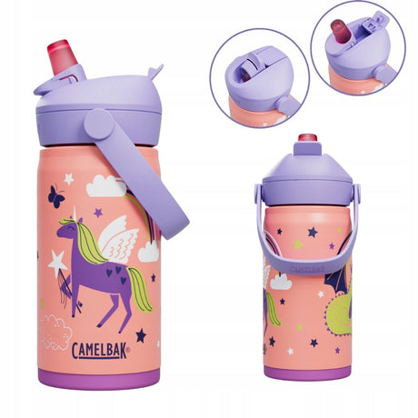 Camelbak Thrive Flip Straw Trinkflasche Kinder – 350 ml – Edelstahl – mit Strohhalm – Isolierwasserflasche – Pink