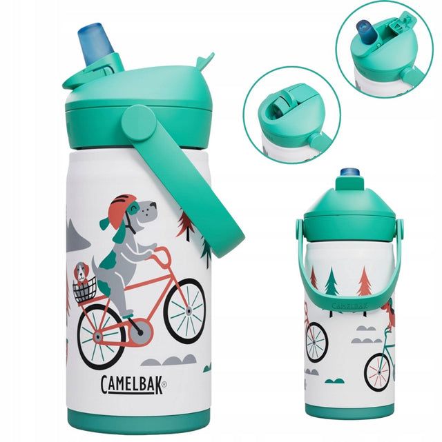 Camelbak Thrive Flip Straw Trinkflasche Kinder – 350 ml – Edelstahl – mit Strohhalm – Isolierwasserflasche – Weiß