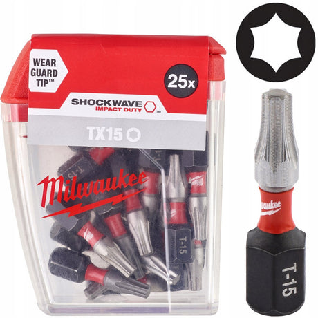 Milwaukee Zubehör Milwaukee Shockwave Impact Duty™ Schraubendreher-Bits CD Tic Tac TX15 x 25 mm – 25 Stück – 4932430873