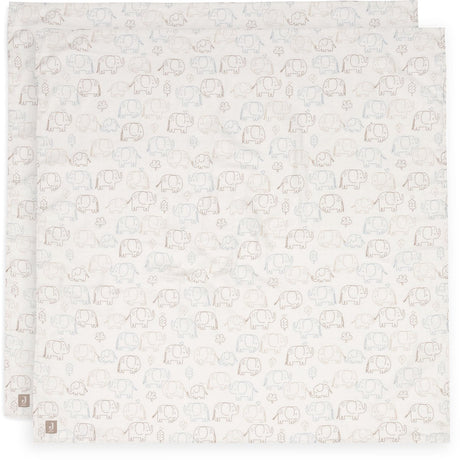 Jollein hydrophiles Tuch groß – 115 x 115 cm – Elefantengeschichten – 2 Stück