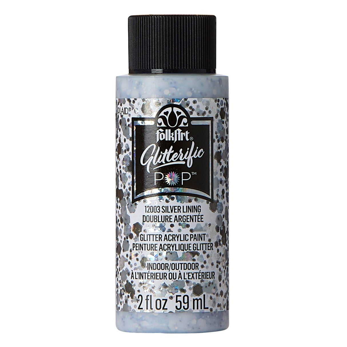 Folkart • glitzernde Pop-Acrylfarbe „Silver Lining“, 59 ml